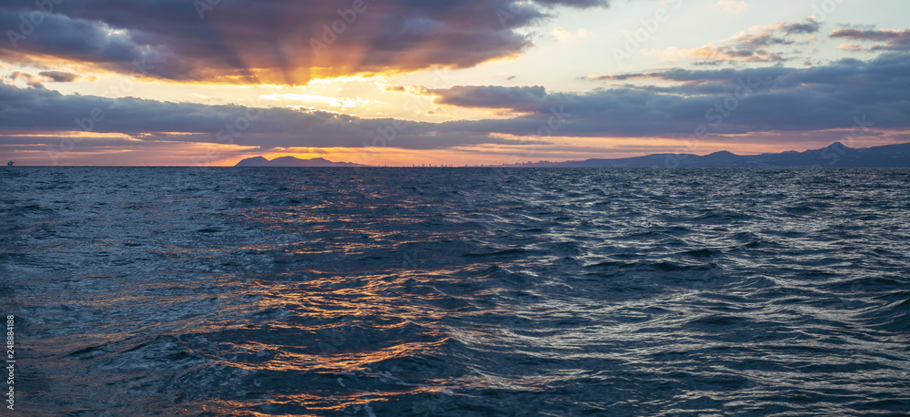  Beautiful seascape, sky, clouds and rays of the sun.