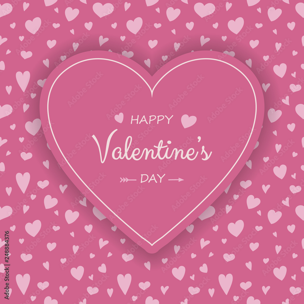 Valentine's Day - colorful greeting card with cute hearts. Vector