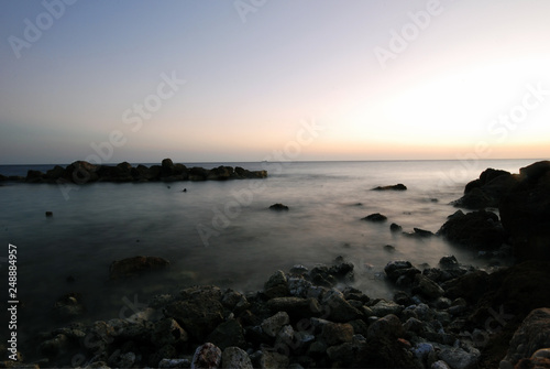 Curacao, classic long exposure seascape after sunset