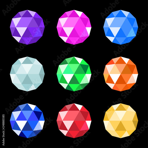 Vector jewels set. Gem stock vector illustration. Gemstones collection of different color