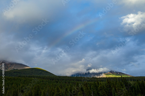 A rainbow in the Canadian Rocky Mountains in Kananaskis Country, Alberta, Canada