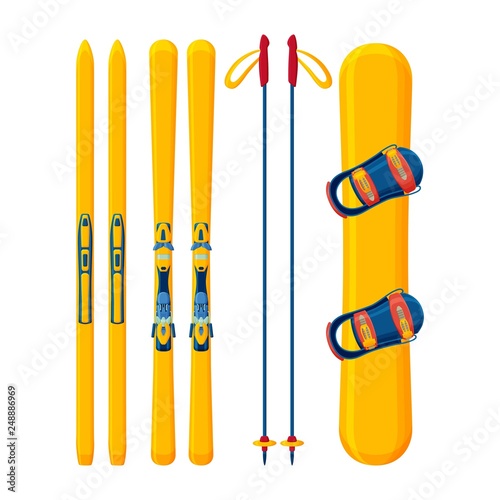 Winter sport icon collection. Ski and snowboard