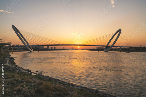 Bridge and sunset in Nanjing, China