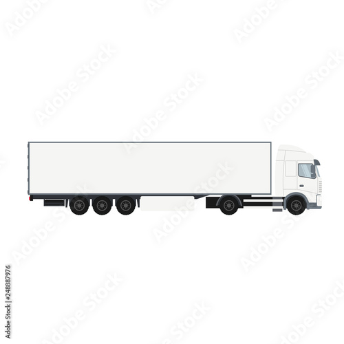Container trailer truck with cold room. Heavy vehicle