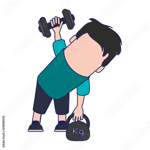 funny man avatar with dumbbells