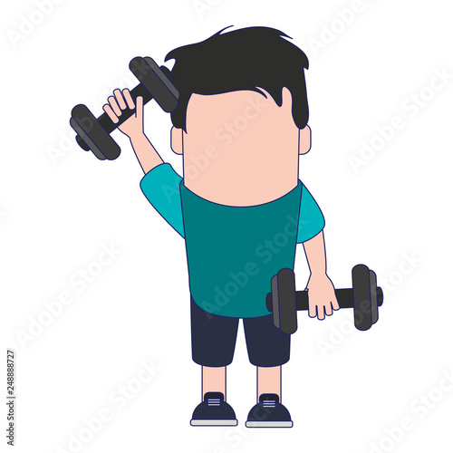 funny man avatar with dumbbells