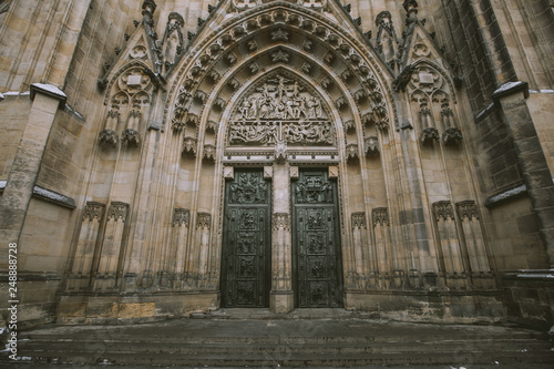 Entrance at beautiful cathedral in Prague.