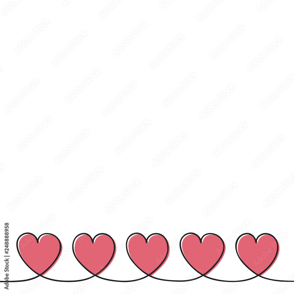 Beautiful background with cute hand drawn hearts and copyspace. Vector