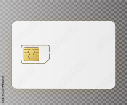 Vector Sim Mobile Cellular Phone Sim Card Chip Isolated on Background. Vector stock illustration.