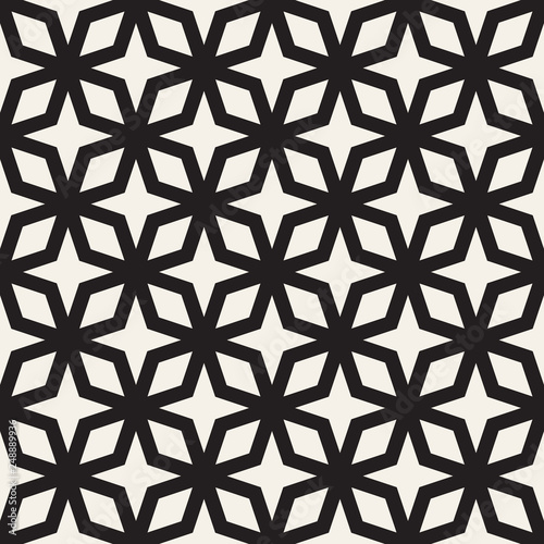 Vector seamless geometric pattern. Simple abstract lines stylish lattice. Repeating rhombus and star shapes tiling background.