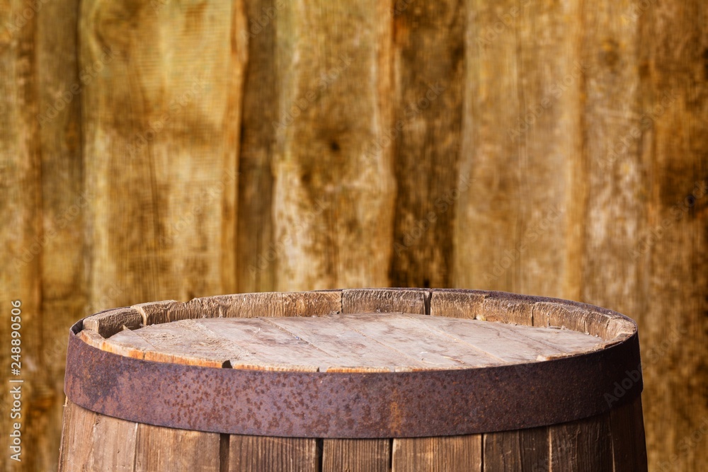 Old wooden barrel isolated on white background