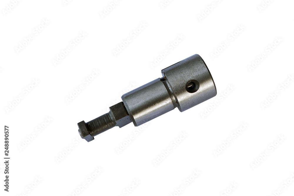 Fuel injector into the combustion chamber of the engine. Car plunger of the fuel pump of the diesel engine. Fuel injector into the combustion chamber of the engine. Car plunger of the fuel pump of the diesel engine.