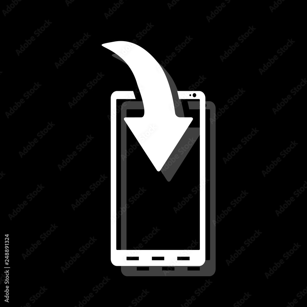 Phone Download Notification icon flat Phone Download Notification icon flat