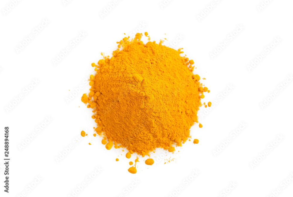 Turmeric powder isolated on white Turmeric powder isolated on white