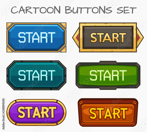 Cartoon buttons set game.Vector illustration