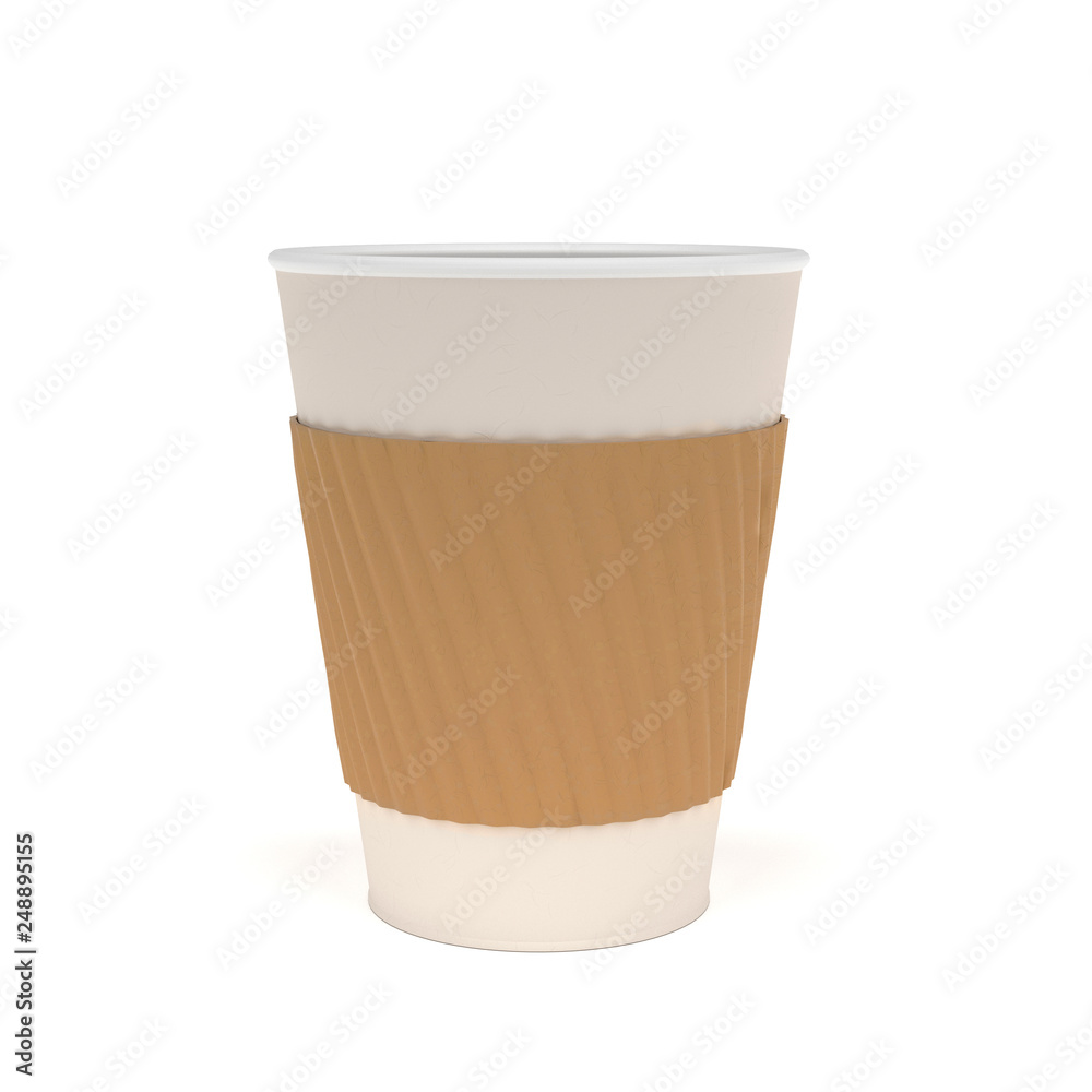 Coffee cup. Paper disposable glass. 3d rendering illustration isolated on white background Coffee cup. Paper disposable glass. 3d rendering illustration isolated on white background