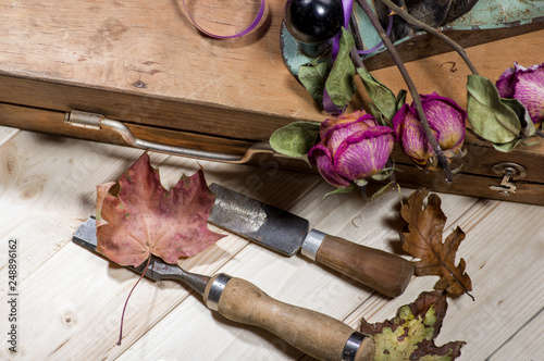 Tool box with roses