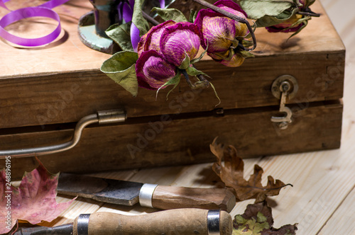 Tool box with roses