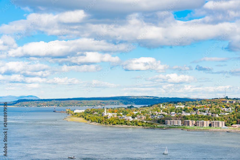 Afternoon view of the Levis city and St Lawrence River