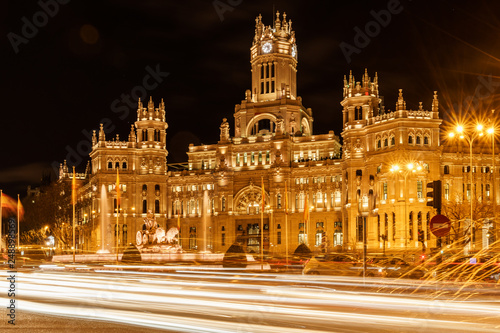 Night view over beautiful Communication Palace, Madrid © Bianca