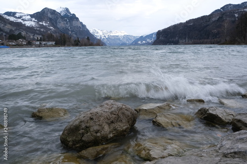 Alps and Waves, Walensee in Switzerland, 