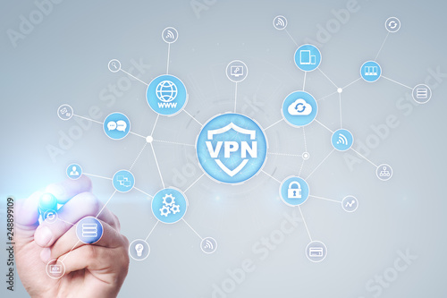 VPN Virtual Private network protocol. Cyber security and privacy connection technology. Anonymous Internet.