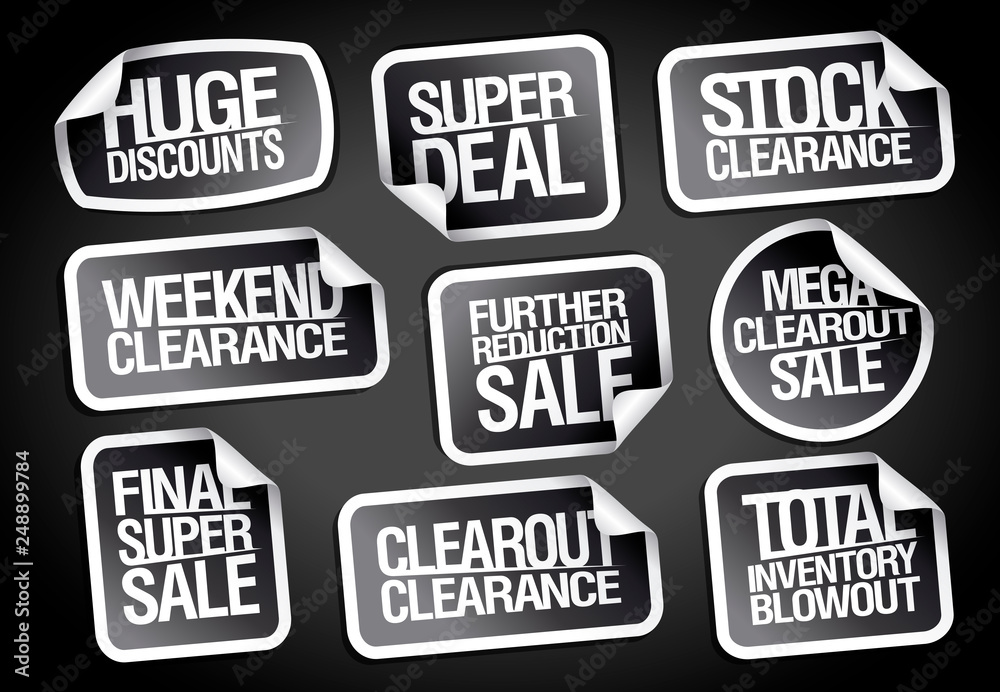 Sale stickers collection - huge discounts, super deal, stock clearance