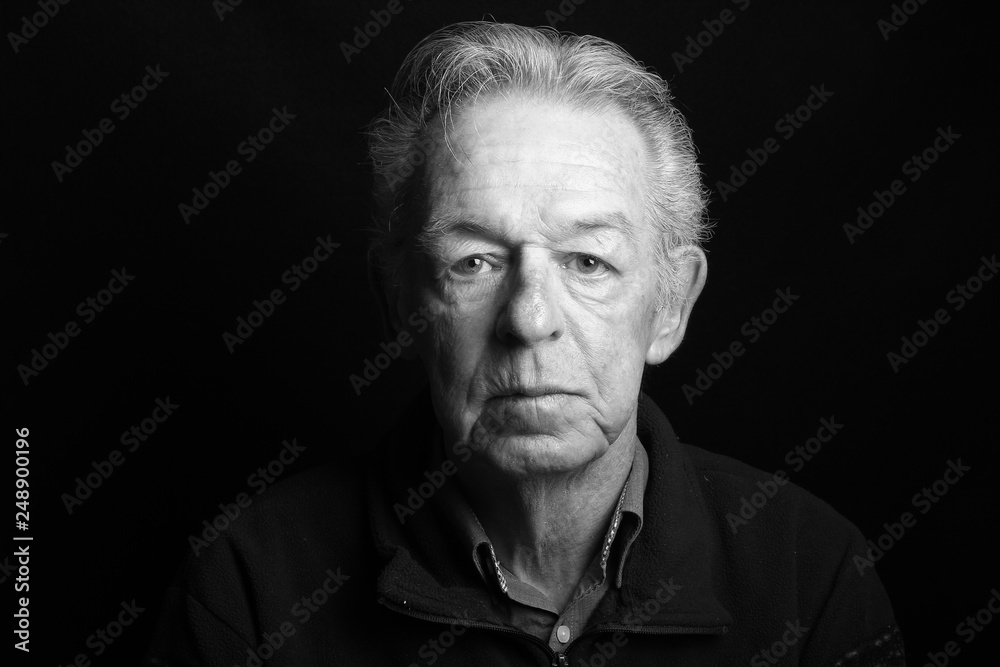 Portrait of an old man with facial expression