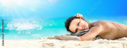 Beautiful Girl Lying Down U...