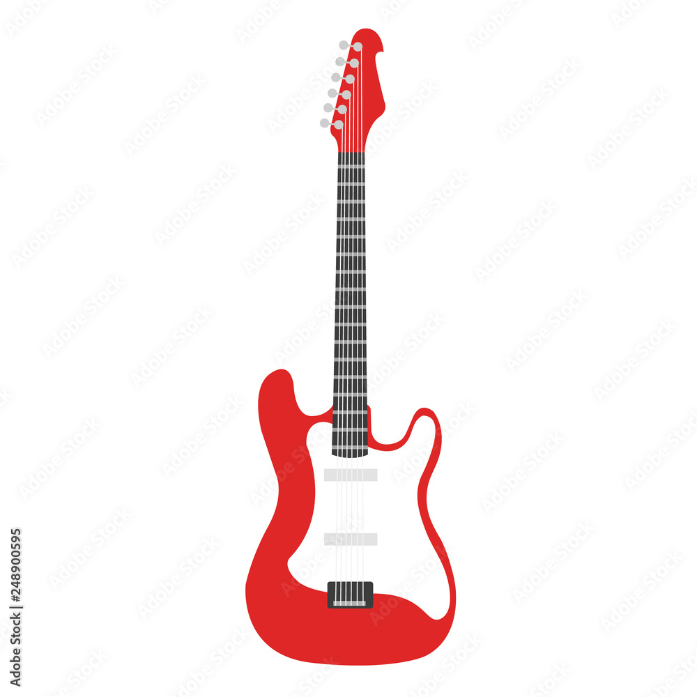 acoustic and electric guitars flat isolated on white background acoustic and electric guitars flat isolated on white background