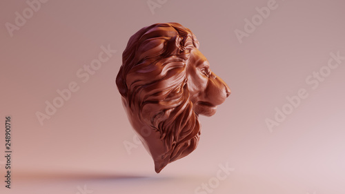 Chocolate Clay Adult Male Lion Bust Sculpture Right 3d illustration 3d render
