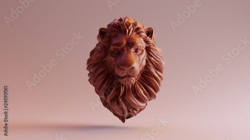 Chocolate Clay Adult Male Lion Bust Sculpture Front 3d illustration 3d render