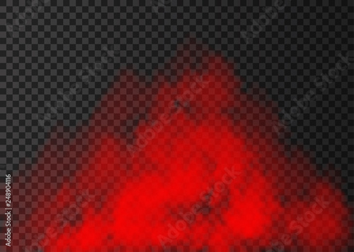 Red smoke  isolated on transparent background.