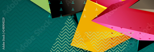 Vector 3d triangular shapes abstract background, origami futuristic template with lines