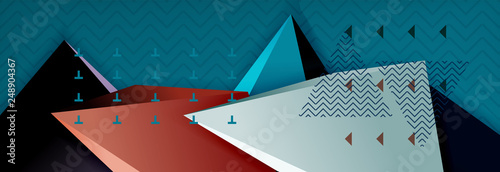 3d triangular shapes geometric background. Origami style pattern with triange shapes for decorative design. Poster design. Line design. Modern presentation template