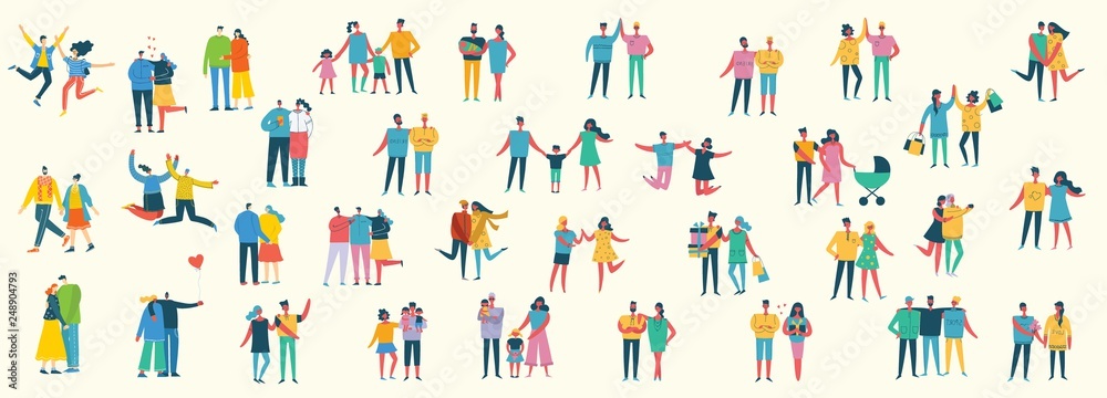 Vector illustration of different family people wi