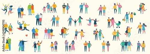 Vector illustration of different family people wi