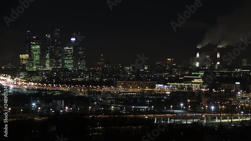 Wallpaper Mural Moscow international business center "Moscow-city». Night or evening cityscape. Blue sky and street lights. Urban architecture Torontodigital.ca