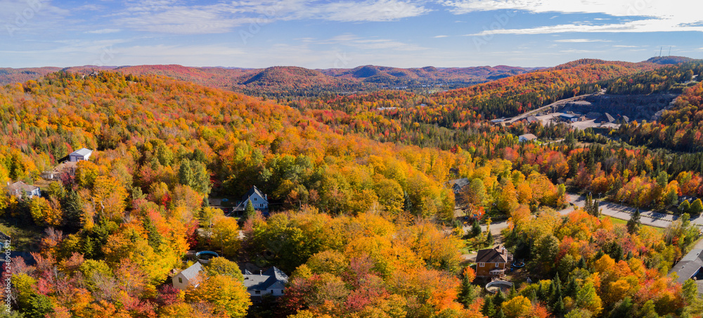Obraz premium Aerial view of some rural fall color landscape