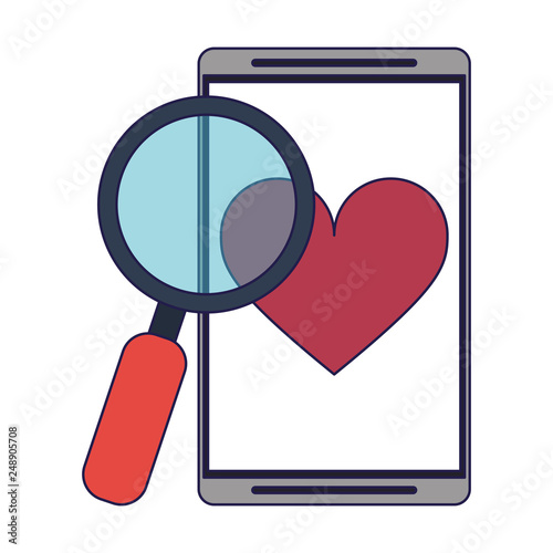 smartphone with dating application blue lines