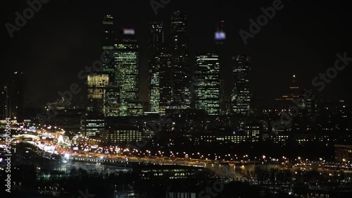 Wallpaper Mural Moscow international business center "Moscow-city». Night or evening cityscape. Blue sky and street lights. Urban architecture Torontodigital.ca