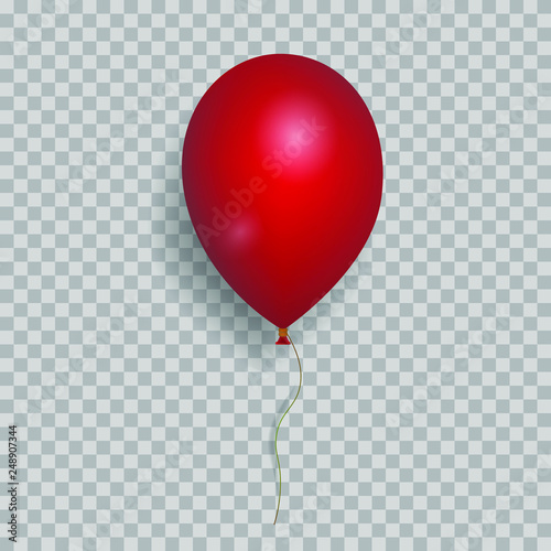 realistic red helium ballon isolated on transparent background