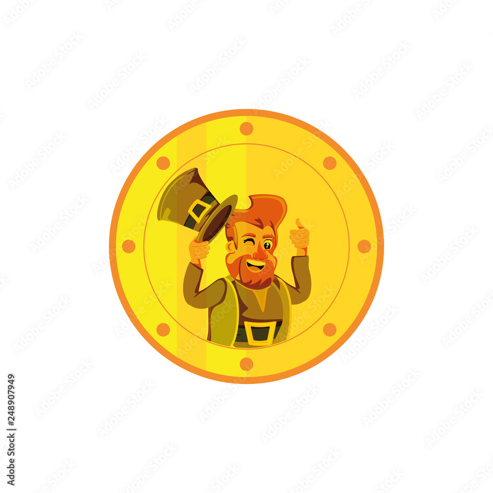 coin with leprechaun isolated icon coin with leprechaun isolated icon