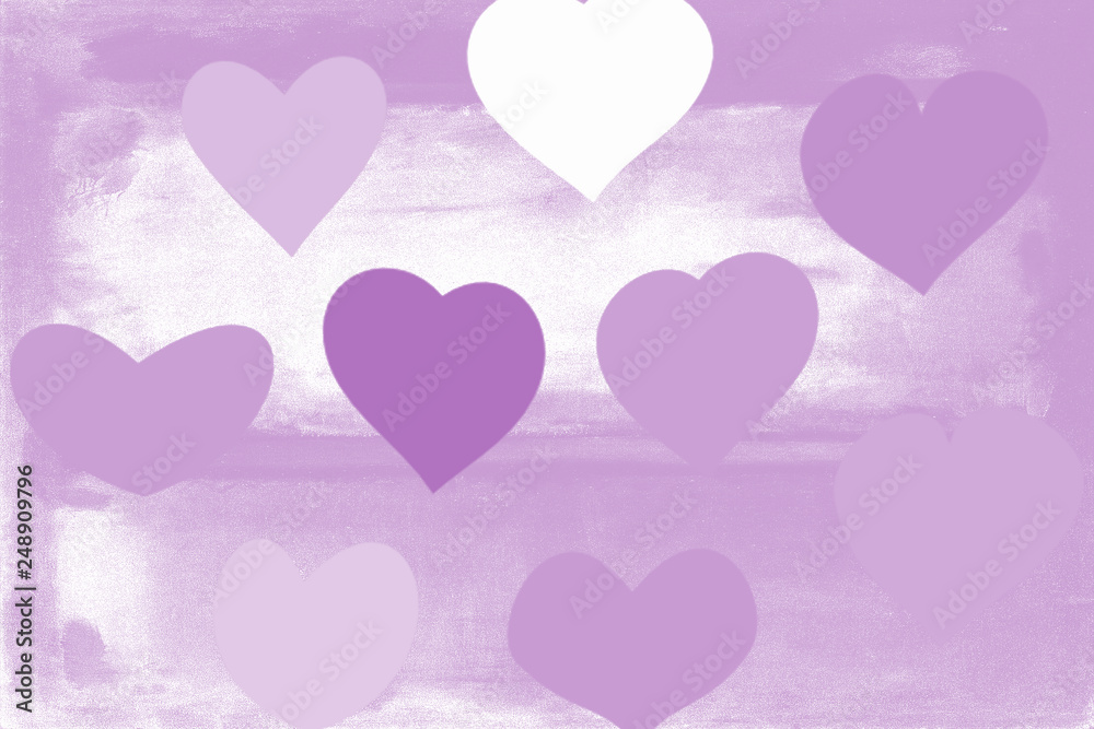 Purple Hearts Tone Icon Texture Art Background Pattern Design Graphic