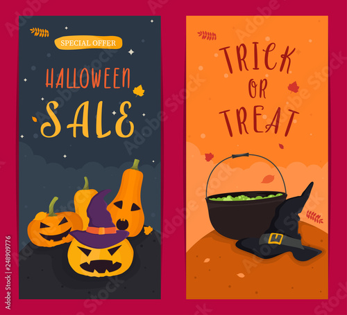Set of two vertical Halloween banners