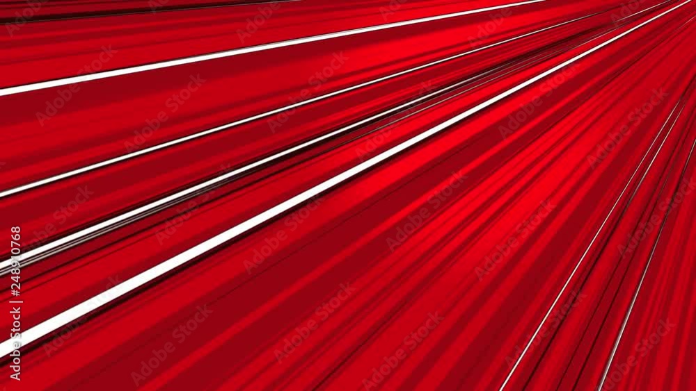 Set of 4 Speed Lines Cartoon Animated Loops in Red. Anime Comic Book Style Background Streaks Animations to Simulate Characters Moving at High Speed. Perspective, Diagonal, Horizontal and Centered.