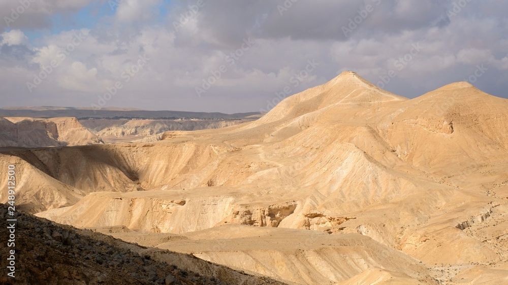 Arid mountain landscape in Negev desert, Israel