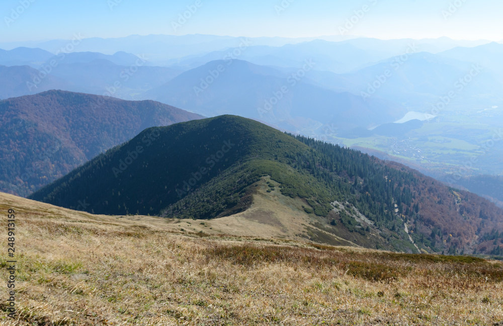 Fototapeta premium View the meadows in The Vratna valley at the national park Mala Fatra