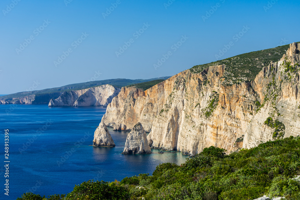 Greece, Zakynthos, Cliffy seaside of the island near agalas