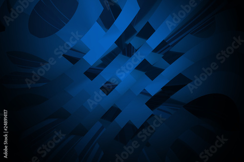 Abstract 3d illustration of blue boxes background, technological theme